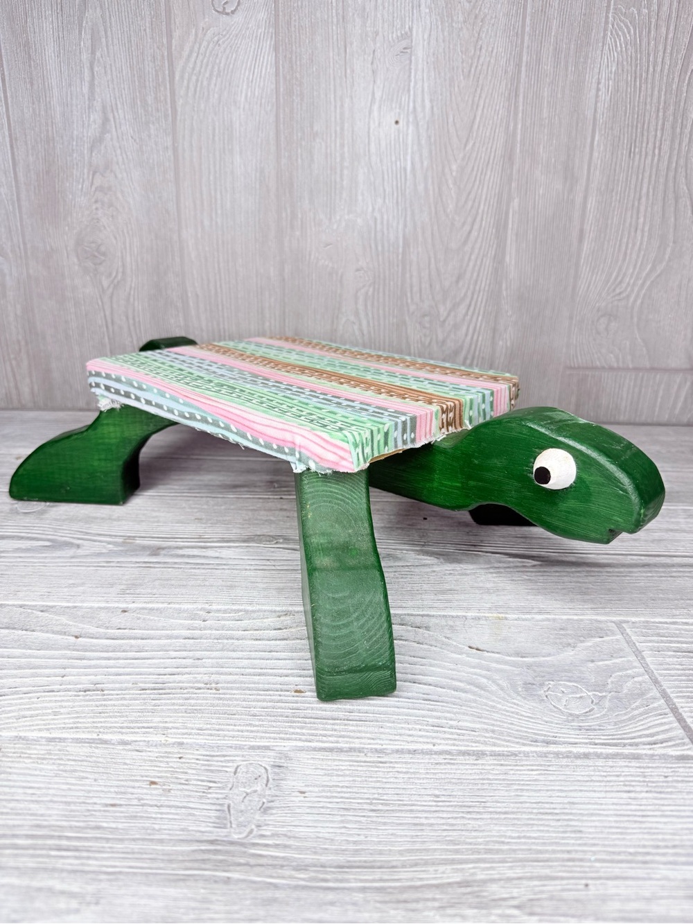 Wooden turtle stool hand made decoration seat whimsical